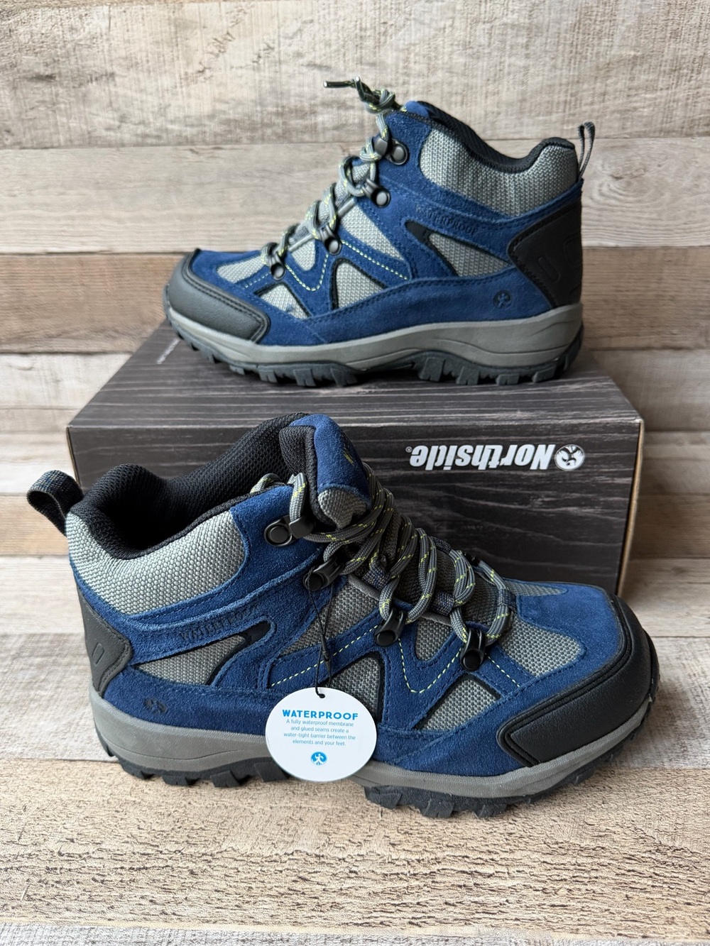 Northside Snohomish Jr Boys Size 6 Waterproof Hiking Boots Navy Blue Trail Shoes